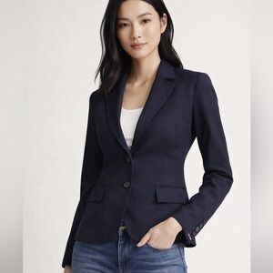 Pink Tartan Tailored Blazer – Navy | Size 4